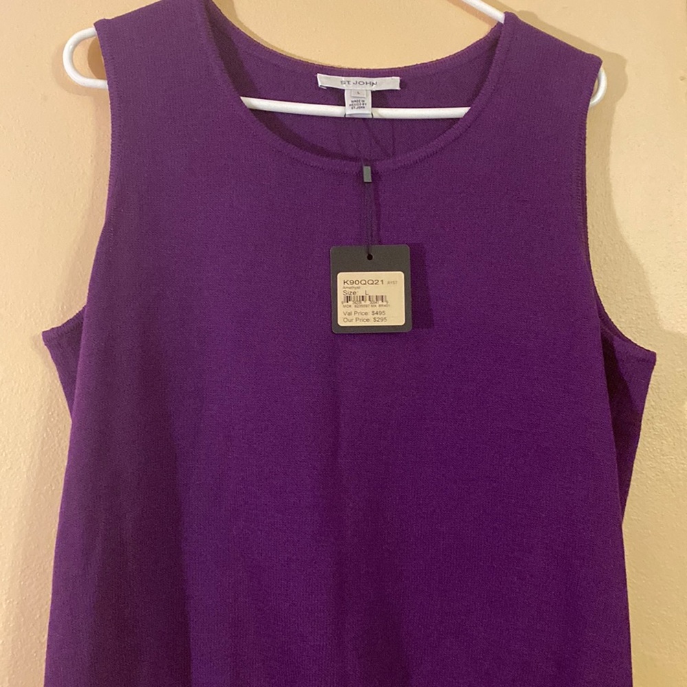 St John sleeveless purple tank top wool blend